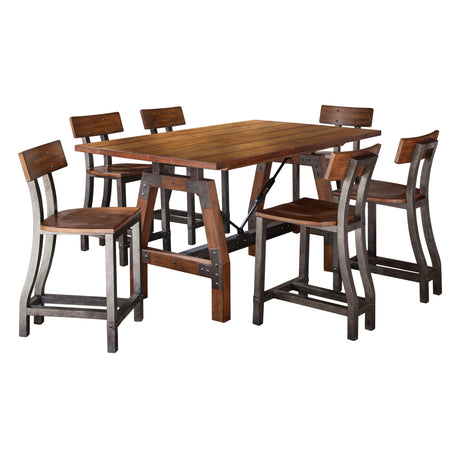 Holverson Rustic Brown 7-Piece Counter Height Set from Homelegance - Luna Furniture