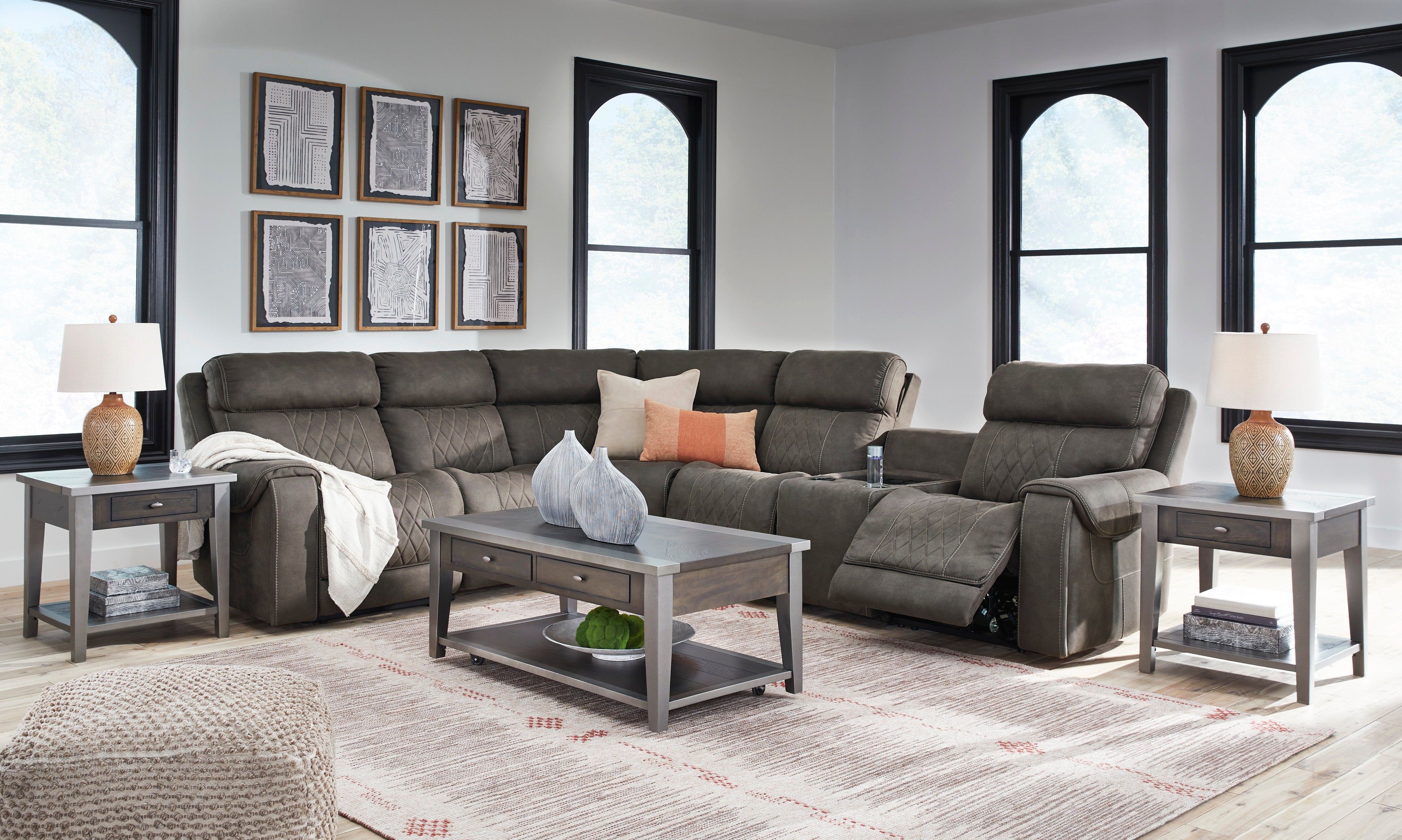 Ashley Hoopster Gunmetal 6-Piece Power Reclining Sectional – Luna