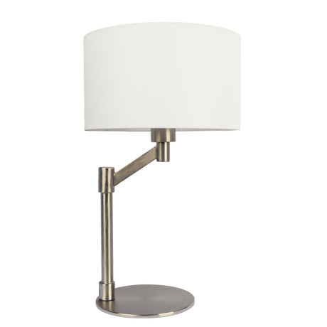 Horizon Brushed Nickel Table Lamp with On/Off Switch Curved Metal Base Linen Shade from Midinmod - Luna Furniture