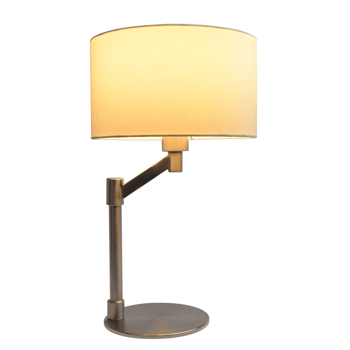 Horizon Brushed Nickel Table Lamp with On/Off Switch Curved Metal Base Linen Shade from Midinmod - Luna Furniture