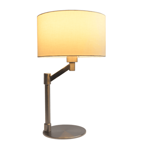 Horizon Brushed Nickel Table Lamp with On/Off Switch Curved Metal Base Linen Shade from Midinmod - Luna Furniture
