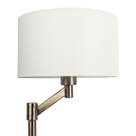 Horizon Brushed Nickel Table Lamp with On/Off Switch Curved Metal Base Linen Shade from Midinmod - Luna Furniture