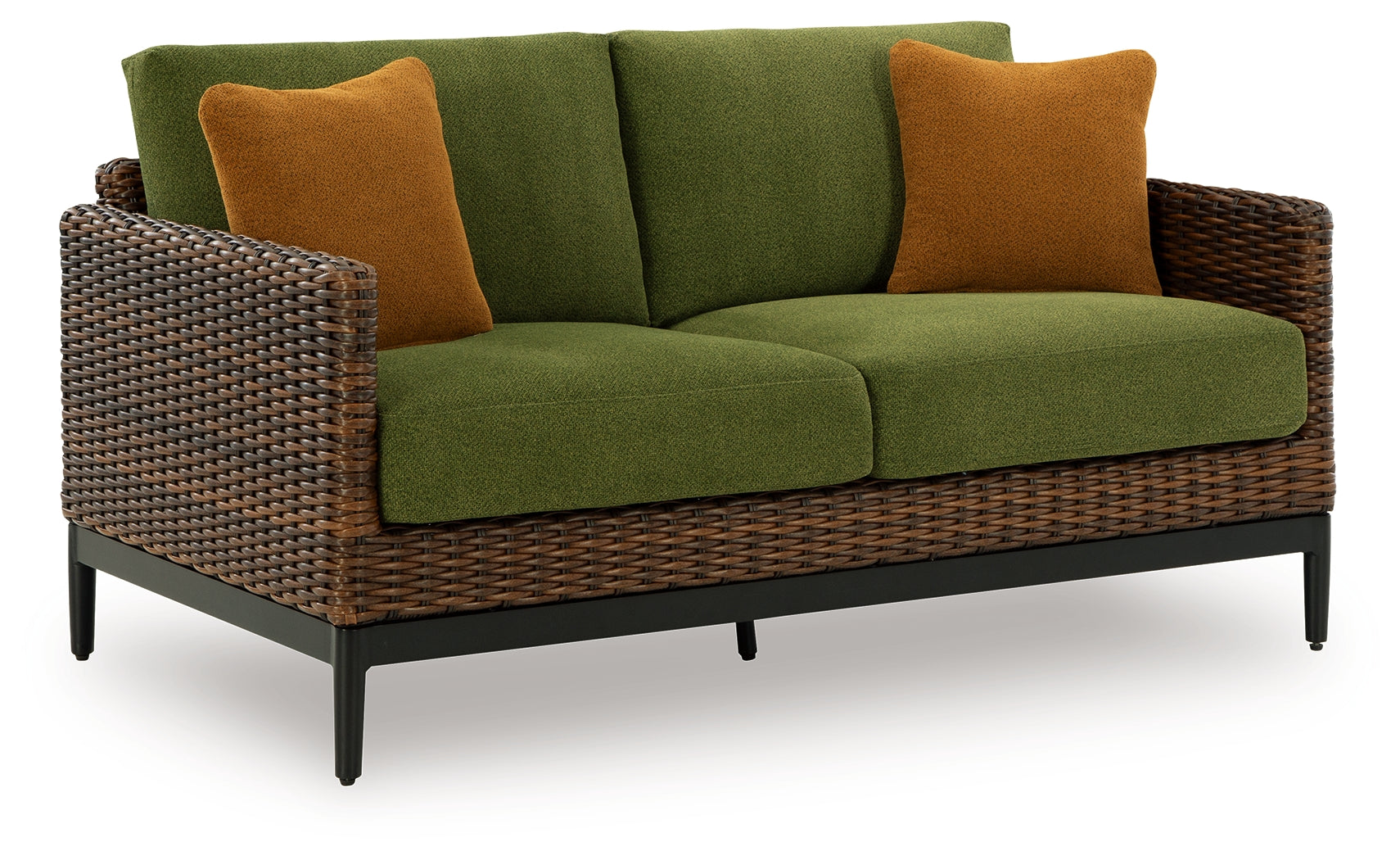 lehuysオッドマン Ashley Horizon Hall Brown/Green Outdoor Loveseat with Cushion