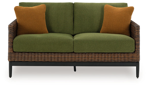 Horizon Hall Brown/Green Outdoor Loveseat with Cushion
