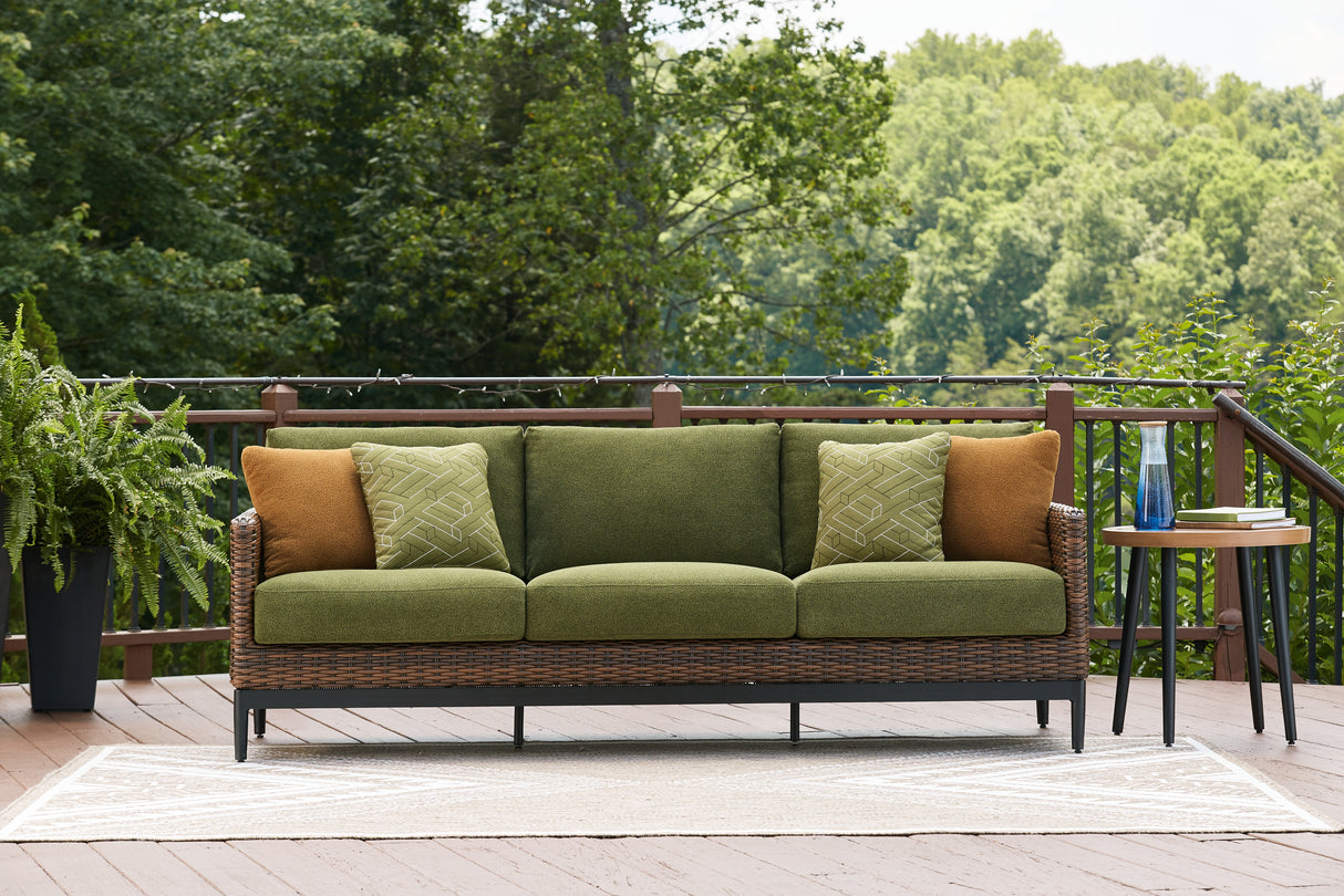Horizon Hall Brown/Green Outdoor Sofa with Cushion from Ashley - Luna Furniture