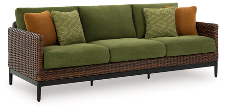 Horizon Hall Brown/Green Outdoor Sofa with Cushion from Ashley - Luna Furniture