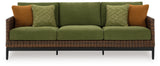 Horizon Hall Brown/Green Outdoor Sofa with Cushion from Ashley - Luna Furniture