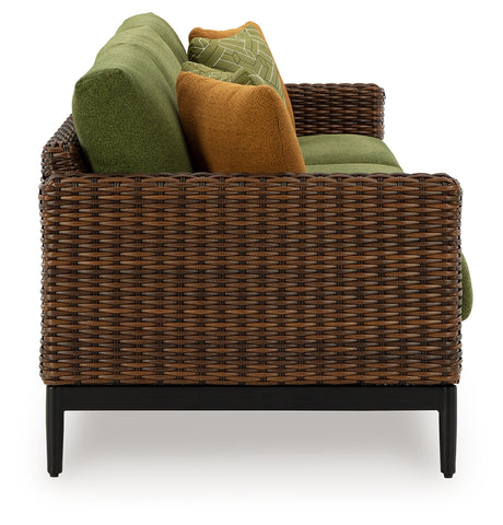 Horizon Hall Brown/Green Outdoor Sofa with Cushion from Ashley - Luna Furniture
