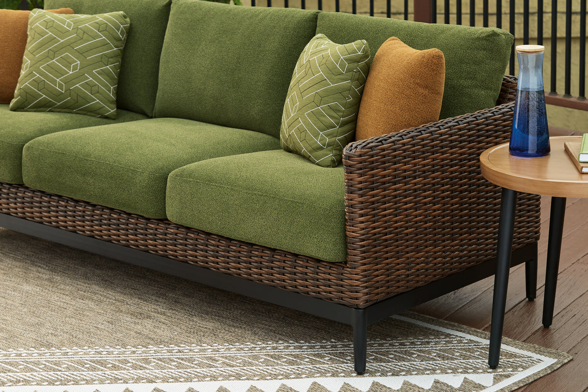 Horizon Hall Brown/Green Outdoor Sofa with Cushion from Ashley - Luna Furniture