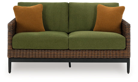 Horizon Hall Outdoor Sofa and Loveseat in Brown/Green from Ashley - Luna Furniture