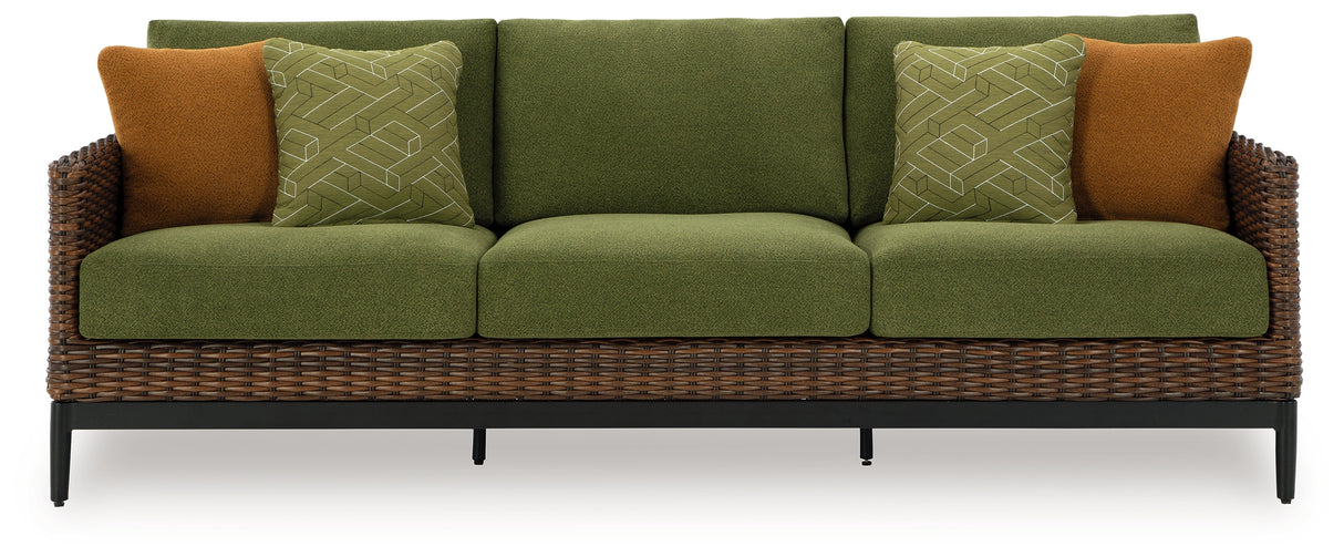 Horizon Hall Outdoor Sofa and Loveseat in Brown/Green from Ashley - Luna Furniture