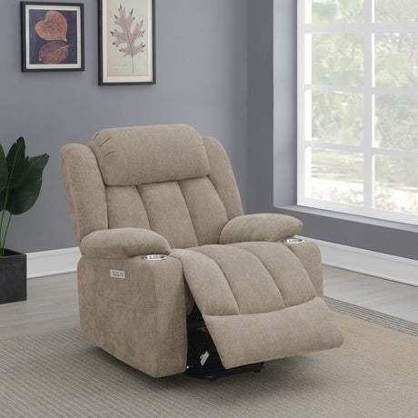 Houston Camel Upholstered Power Lift Recliner Chair from Coaster - Luna Furniture