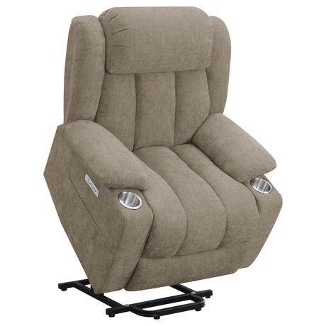 Houston Camel Upholstered Power Lift Recliner Chair from Coaster - Luna Furniture
