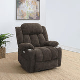 Houston Dark Brown Upholstered Power Lift Recliner Chair from Coaster - Luna Furniture