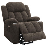 Houston Dark Brown Upholstered Power Lift Recliner Chair from Coaster - Luna Furniture
