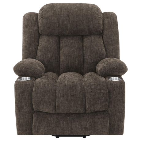 Houston Dark Brown Upholstered Power Lift Recliner Chair from Coaster - Luna Furniture
