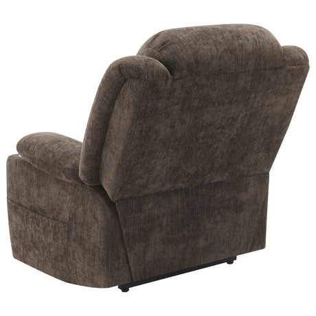Houston Dark Brown Upholstered Power Lift Recliner Chair from Coaster - Luna Furniture