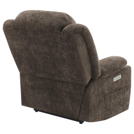 Houston Dark Brown Upholstered Power Lift Recliner Chair from Coaster - Luna Furniture