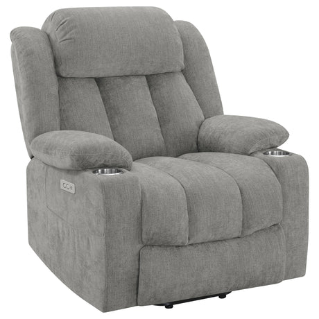 Houston Gray Upholstered Power Lift Recliner Chair from Coaster - Luna Furniture