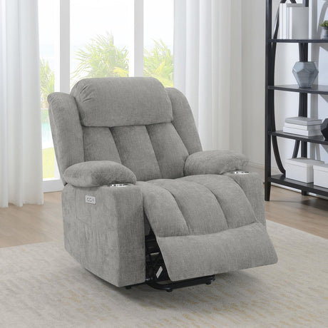 Houston Gray Upholstered Power Lift Recliner Chair from Coaster - Luna Furniture