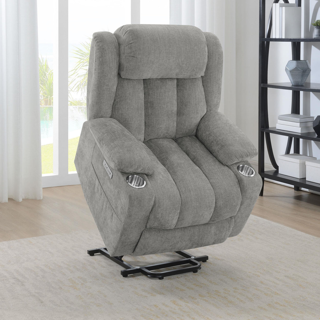 Houston Gray Upholstered Power Lift Recliner Chair from Coaster - Luna Furniture