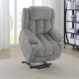 Houston Gray Upholstered Power Lift Recliner Chair from Coaster - Luna Furniture