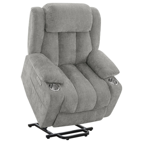 Houston Gray Upholstered Power Lift Recliner Chair from Coaster - Luna Furniture