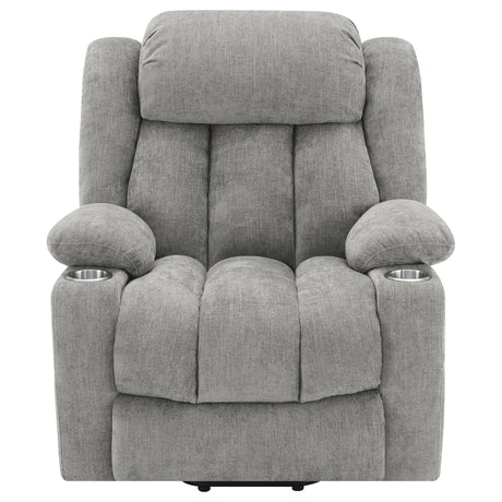 Houston Gray Upholstered Power Lift Recliner Chair from Coaster - Luna Furniture