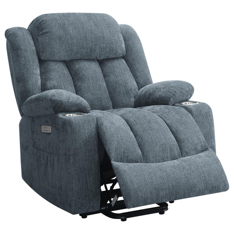 Houston Slate Blue Upholstered Power Lift Recliner Chair from Coaster - Luna Furniture