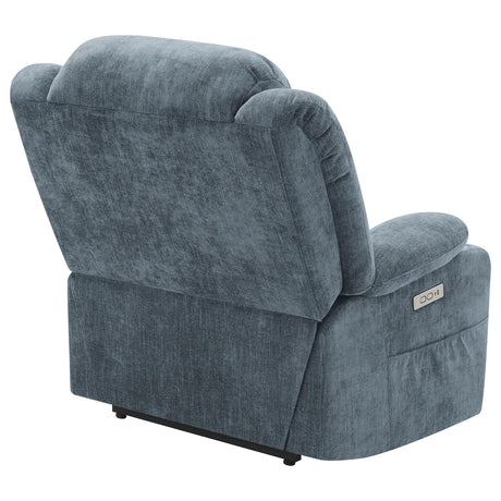 Houston Slate Blue Upholstered Power Lift Recliner Chair from Coaster - Luna Furniture