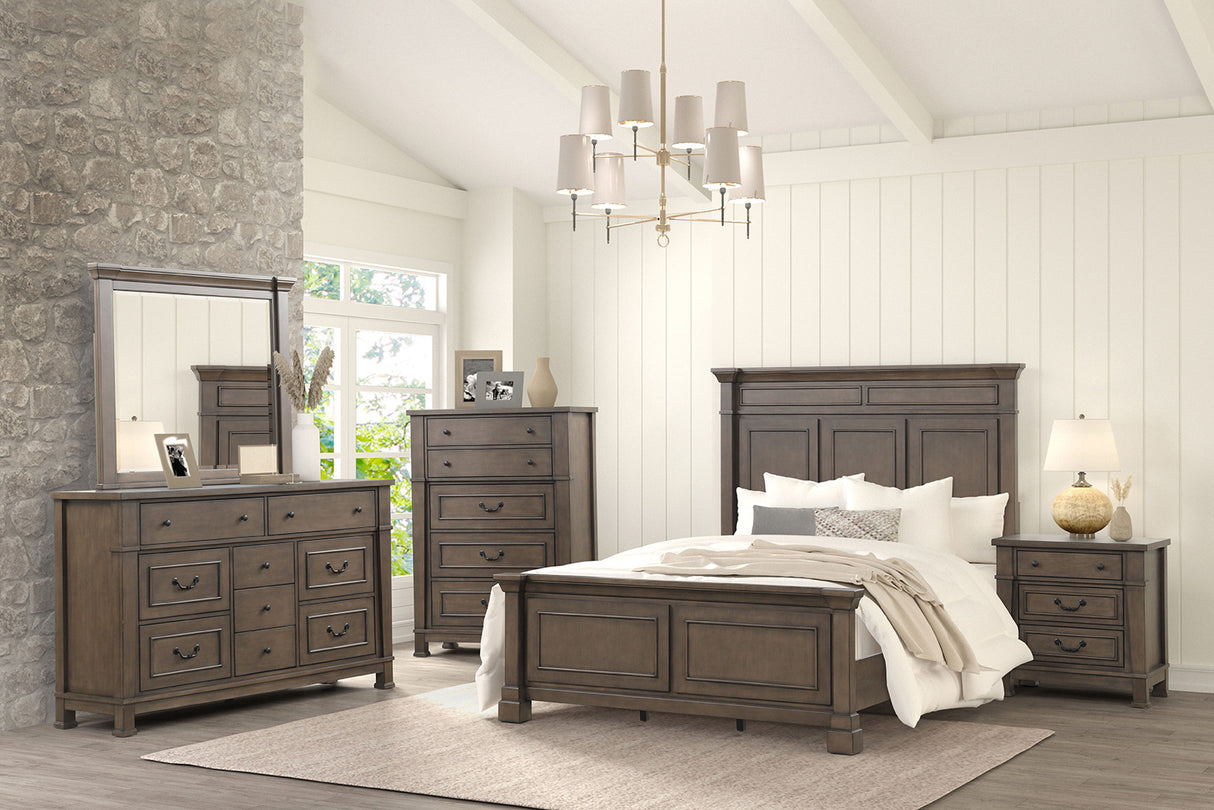 Huddersfield Dark Walnut Queen Panel Bed from Furniture of America - Luna Furniture