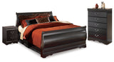 Huey Vineyard Black Full Sleigh Bed, Chest and 2 Nightstands from Ashley - Luna Furniture