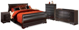 Huey Vineyard Black Full Sleigh Bed, Dresser, Mirror, Chest and Nightstand from Ashley - Luna Furniture