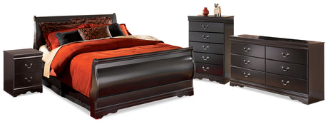 Huey Vineyard Black Full Sleigh Bed, Dresser, Mirror, Chest and Nightstand from Ashley - Luna Furniture