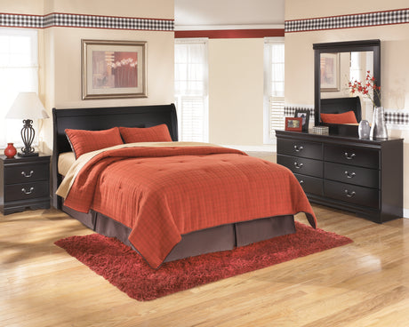 Huey Vineyard Black Queen Sleigh Headboard, Dresser, Mirror and Nightstand from Ashley - Luna Furniture