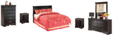 Huey Vineyard Full Sleigh Headboard Bed with Mirrored Dresser, Chest and 2 Nightstands in Black from Ashley Furniture - Luna Furniture