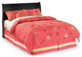 Huey Vineyard Full Sleigh Headboard Bed with Mirrored Dresser, Chest and 2 Nightstands in Black from Ashley Furniture - Luna Furniture