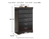 Huey Vineyard Full Sleigh Headboard Bed with Mirrored Dresser, Chest and 2 Nightstands in Black from Ashley Furniture - Luna Furniture