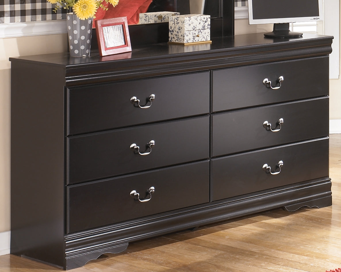 Huey Vineyard Twin Sleigh Bed with Dresser in Black from Ashley - Luna Furniture