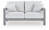 Hurley Park Gray Outdoor Loveseat with Cushion from Ashley - Luna Furniture