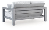 Hurley Park Gray Outdoor Loveseat with Cushion from Ashley - Luna Furniture