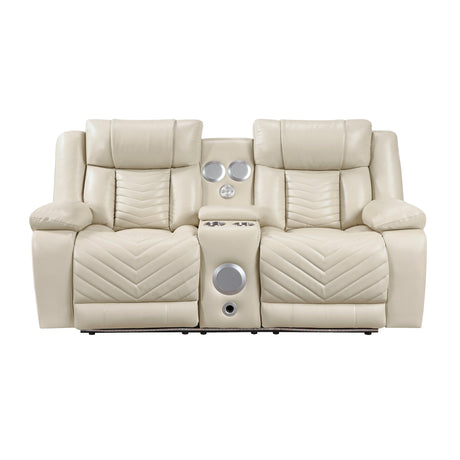 Huron Beige Power Double Reclining Living Room Set from Homelegance - Luna Furniture