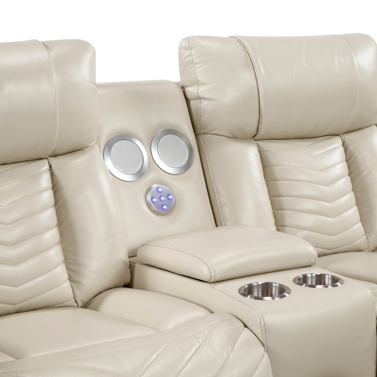 Huron Beige Power Double Reclining Loveseat with Center Console from Homelegance - Luna Furniture