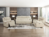 Huron Beige Power Double Reclining Loveseat with Center Console from Homelegance - Luna Furniture
