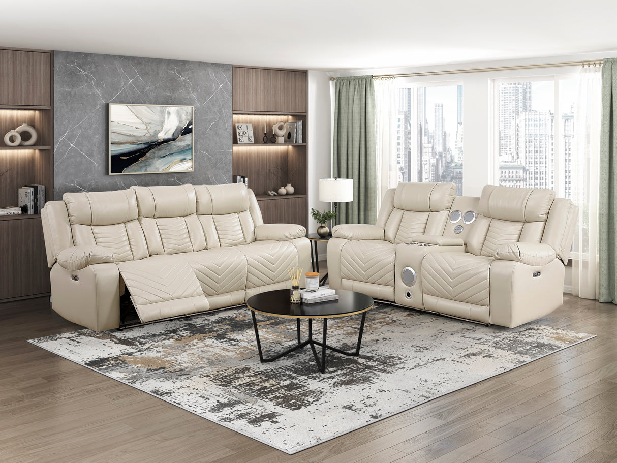 Huron Beige Power Double Reclining Living Room Set from Homelegance - Luna Furniture