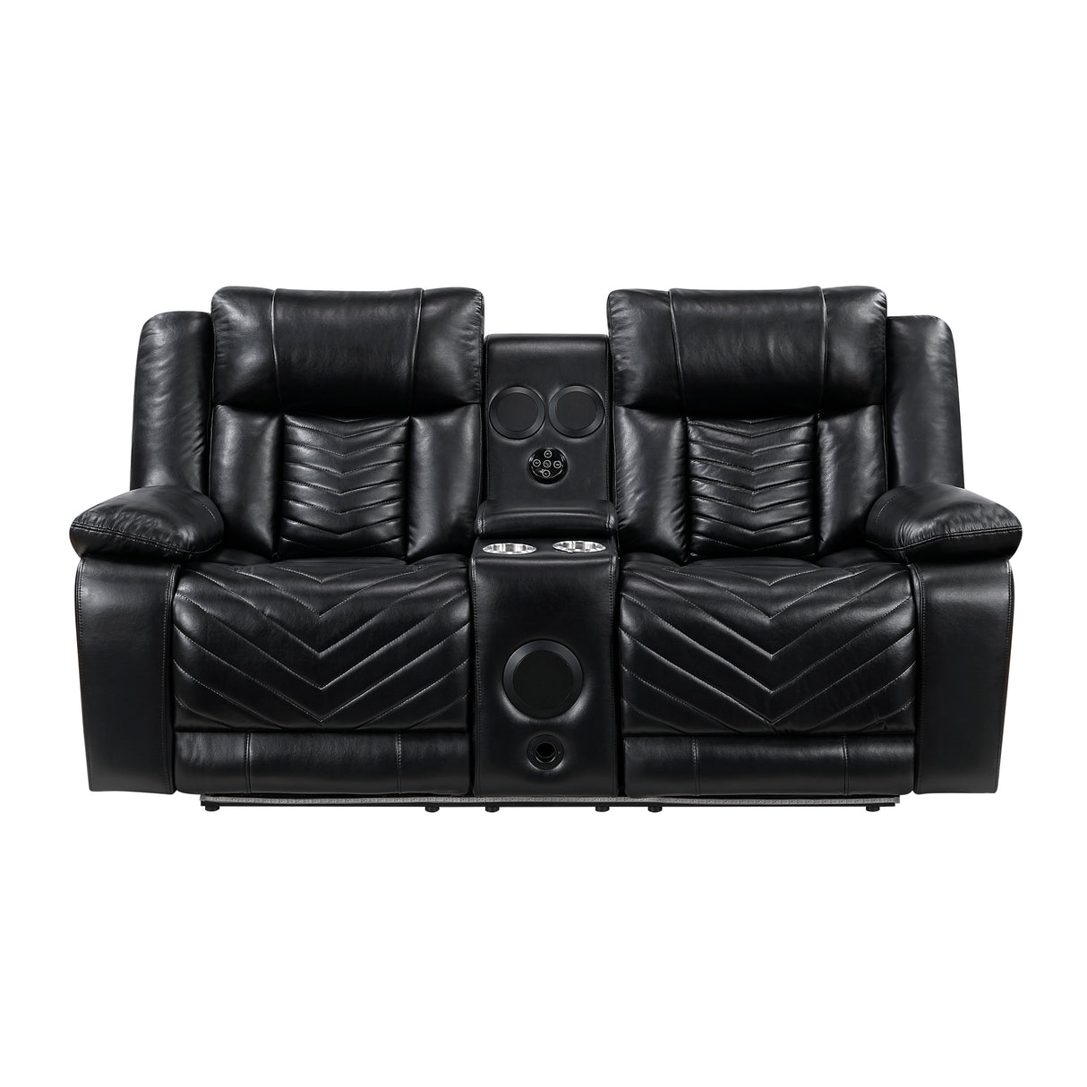 Huron Black Power Double Reclining Loveseat with Center Console from Homelegance - Luna Furniture