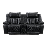 Huron Black Power Double Reclining Loveseat with Center Console from Homelegance - Luna Furniture
