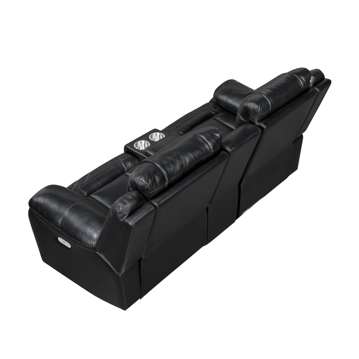 Huron Black Power Double Reclining Loveseat with Center Console from Homelegance - Luna Furniture