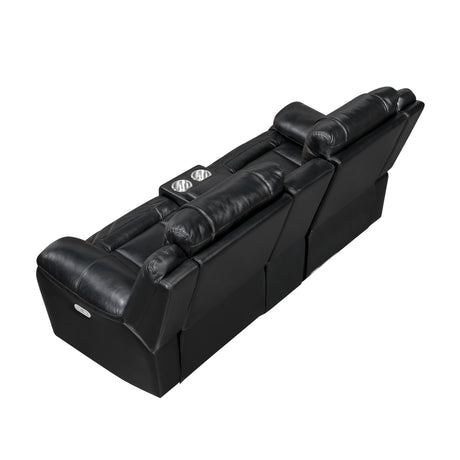 Huron Black Power Double Reclining Loveseat with Center Console from Homelegance - Luna Furniture