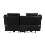 Huron Black Power Double Reclining Loveseat with Center Console from Homelegance - Luna Furniture